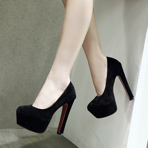 厚底粗跟高跟鞋防水台秋夜店
