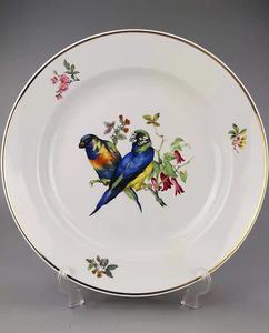 复兴西洋古董家居 德国名瓷kaiser骨瓷花鸟装饰瓷盘 盘子 挂盘