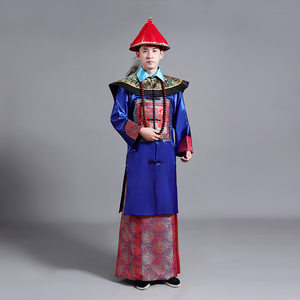 新款清朝古装男士成人宫廷文武大臣官员服高档晚晴朝服古代演出服