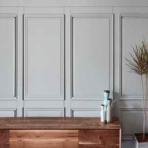 极简轻奢简约简欧美式护墙板灰色墙裙木饰面墙板裙卧室电视背景墙