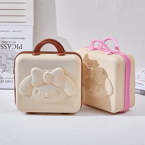 手提行李箱女14寸化妆箱小型旅行箱小号轻便可爱动漫3D熊密码箱包