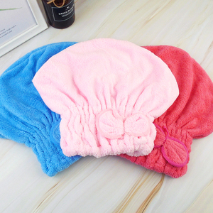 可爱韩式包头毛巾珊瑚绒吸水加厚干发帽女士浴帽蓝色成人干发帽
