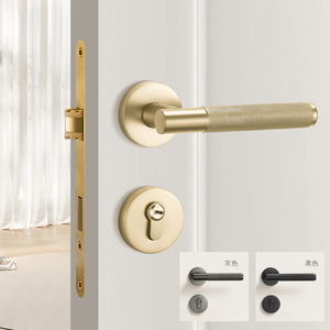 金色室内门锁卧室静音房间木门把手黑色磁吸木门锁美式分体房门锁