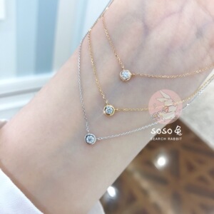 日本canal4度 k18黄金 玫瑰金 白金 钻石项链10分 优雅简约时尚