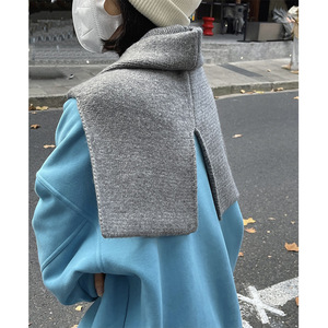 冬季新款韩版时髦设计感休闲羊毛披肩式保暖亲肤厚实针织围巾女