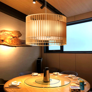 中式餐厅饭店火锅店餐馆包房酒店饭店包厢大厅吊灯带射灯木艺吊灯