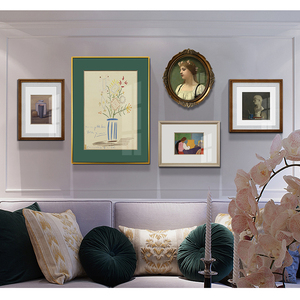 法式客厅装饰画沙发背景墙小众北欧简约现代欧式壁画美式轻奢挂画