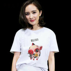 正品daltt杨幂同款短袖夏装小猪网红明星同款宽松休闲时尚t恤女夏