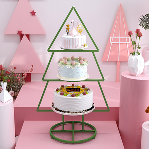 新款网红蛋糕架子婚庆生日寿宴创意多层圣诞树橱窗模型展示架三层