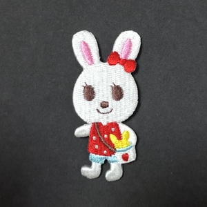 日本mikihouse原厂定制可烫全刺绣小兔子布贴 发夹材料2.8*6.5cm
