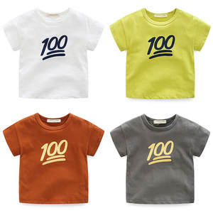 2018夏款韩版精品童装男女童儿童印花100分全棉短袖t恤男女孩上衣