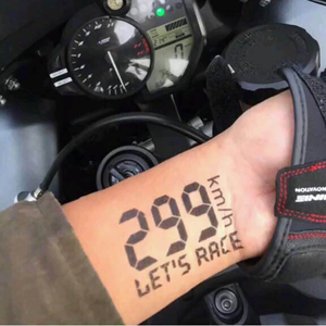 网红299码纹身贴男女持久防水 摩托车时速爆表仿真刺青 手腕机车