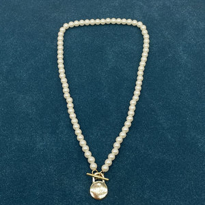 欧美外贸饰品 高档大牌 质感时尚百搭新款玻璃珍珠镀真金 项链