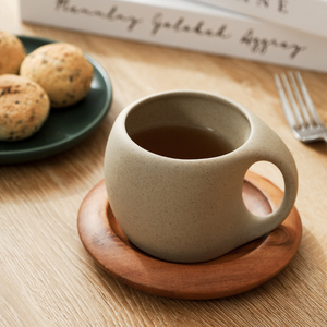 日式咖啡杯碟家用创意陶瓷马克杯高档复古磨砂粗陶杯早餐燕麦杯子