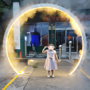 网红雾化门水雾门圆环喷景观雾森圈商场互动道具不锈钢户外雕塑
