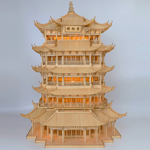 黄鹤楼木质拼装中国古建筑模型手工高难度材料工艺品斗拱结构摆件