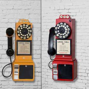 复古欧式墙面铁艺电话机模型网红装饰道具服装店酒吧橱窗摆件壁饰