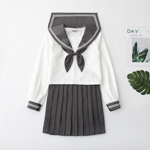 小瑾原创正统基础款灰二本日系灰色关东襟jk制服裙秋冬季长袖套装