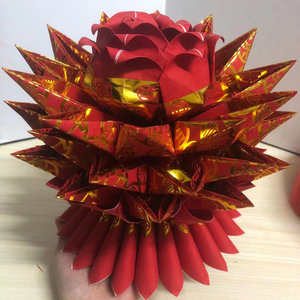 潮汕手工折纸教程 单面福钱烫金纸每包100张折花篮底座花瓣小莲花