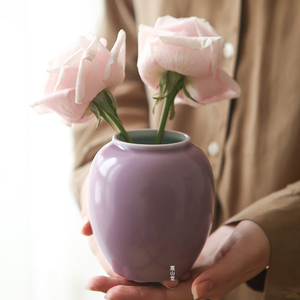 震山堂花器现代简约茶席花器摆件小号花瓶摆件复古景德镇陶瓷花瓶