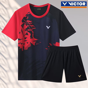 2024新款Victor胜利羽毛球服套装男女短袖T恤速干大赛运动服定制
