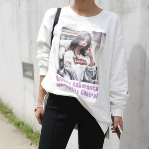 韩国直发正品验证danilove官网代购秋季女装女人头像印花长袖卫衣