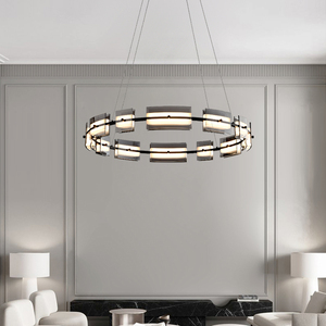 意式极简现代简约客厅吊灯创意餐厅个性圆环LED北欧玻璃卧室灯