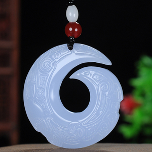 和田玉时来运转玉吊坠女紫罗兰色玉招财轮回道家玉佩玉石玉坠挂件