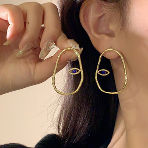 S925银针简约设计感眼睛耳钉女时尚气质几何耳环2023年新款潮耳饰