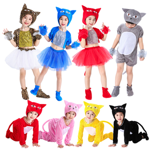 儿童动物学猫叫演出服新款中性波斯猫老鼠青蛙猴小猪鸡鸭兔表演服
