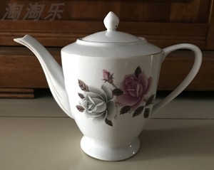 七八十年代老瓷壶唐山制造贴花茶壶怀旧老物件老瓷器
