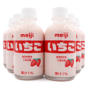 现货 日本进口 明治meiji饮品草莓牛奶 草莓味含乳饮料 220ml 6瓶