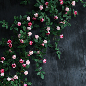 仿真玫瑰花藤假花藤条空调暖气管道藤蔓缠绕装饰塑料植物墙面遮挡