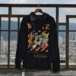 正品潮牌off ow white 男女情侣动漫流浪者油画印花连帽卫衣宽松