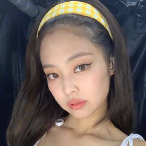 韩国东大门代购头饰金智妮jennie刘是我斜格子纹黄色宽款发箍发卡