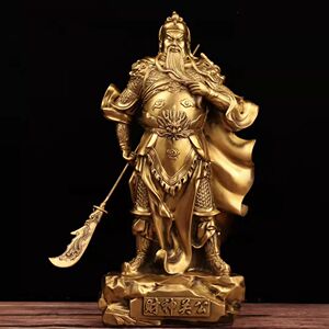 纯铜关公财站像摆件做生意供奉家用武财神关羽武圣关帝关二爷闭眼