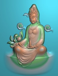 侧身新款简约现代人物电脑机素面牌玉雕图灰度图精雕观音