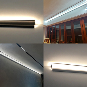 免吊顶开槽led贴片墙角线形灯带铝合金洗墙顶角造型发光明装阴角
