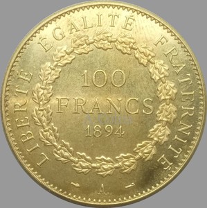 法国1894年巴黎100法郎幸运天使黄铜金属复制硬币