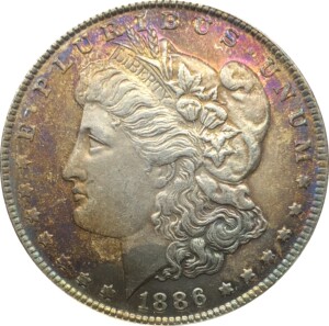 外国钱币美国摩尔根美元1886 s 年仿古银币白铜镀银彩色古钱币