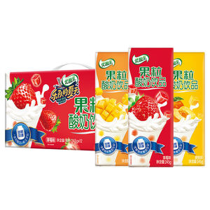 伊利优酸乳果粒酸奶245g12盒整箱草莓黄桃芒果味学生牛奶饮品