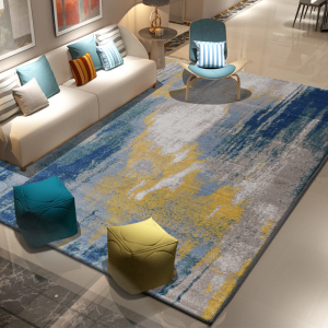 001人付款淘宝地中海风格蓝色地毯欧式格子客厅茶几地毯卧室大地毯满