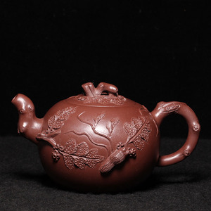 台湾回流老紫砂壶文革一厂茶壶原矿紫泥季益顺制全手工松鼠葡萄壶