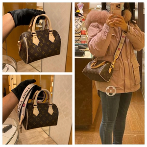 lv路易威登女包新款speedy20老花枕头宽肩带单肩斜挎手提m45957