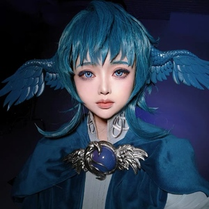 【矮人烈酒】ff14 小蓝鸟cos 梅蒂恩cos道具 cos胸章 头饰翅膀