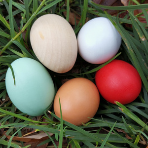 手绘复活蛋涂鸦假鸭蛋儿童木制仿真鸡蛋实心模型diy玩具喜蛋彩蛋