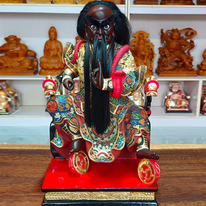 法主公张圣君张真人神像坐龙椅纯手工香樟木雕摆放客厅摆件