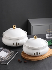 简约纯白蜡烛加热炉酒店饭店高档创意陶瓷明炉高级感盘保温菜盘
