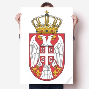 塞尔维亚欧洲国徽海报贴纸80x55cm墙贴纸卧室家居装饰