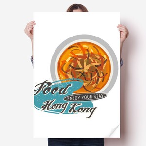 香港中国美食香港碗仔翅图案海报贴纸80x55cm墙贴纸卧室家居装饰